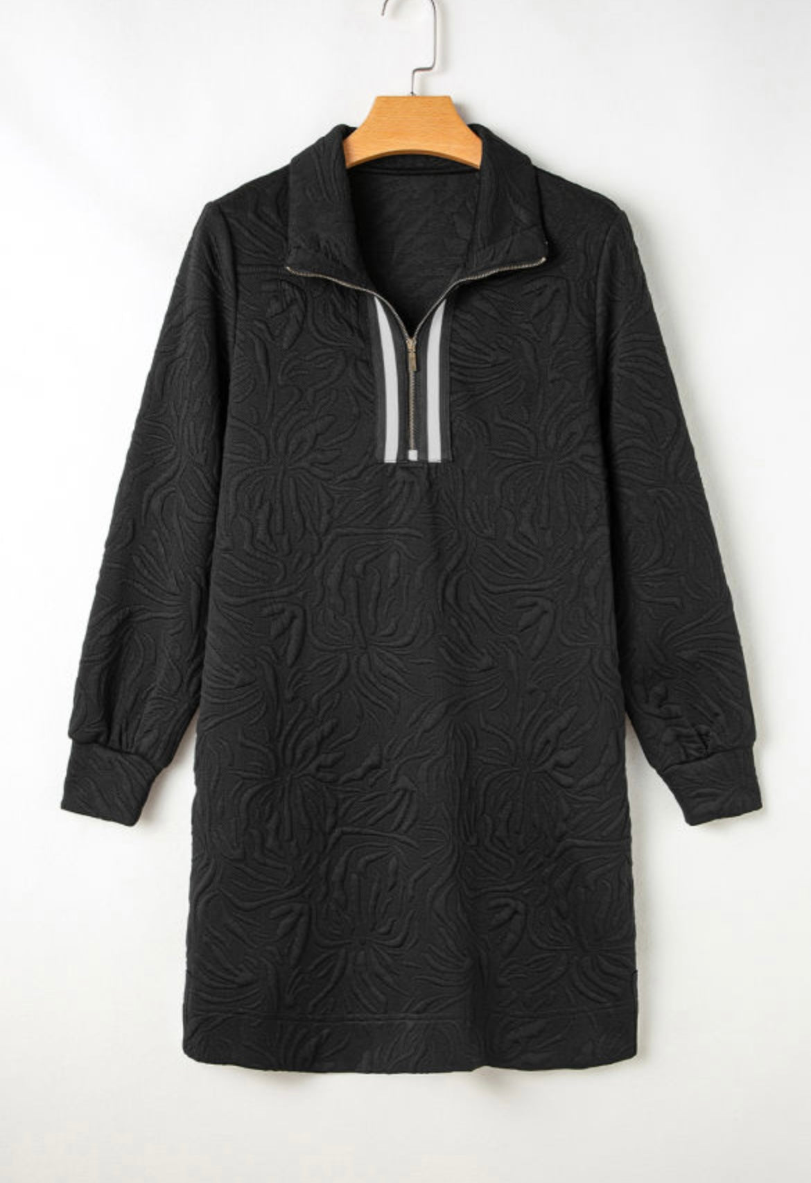 Textured quarter zipper dress