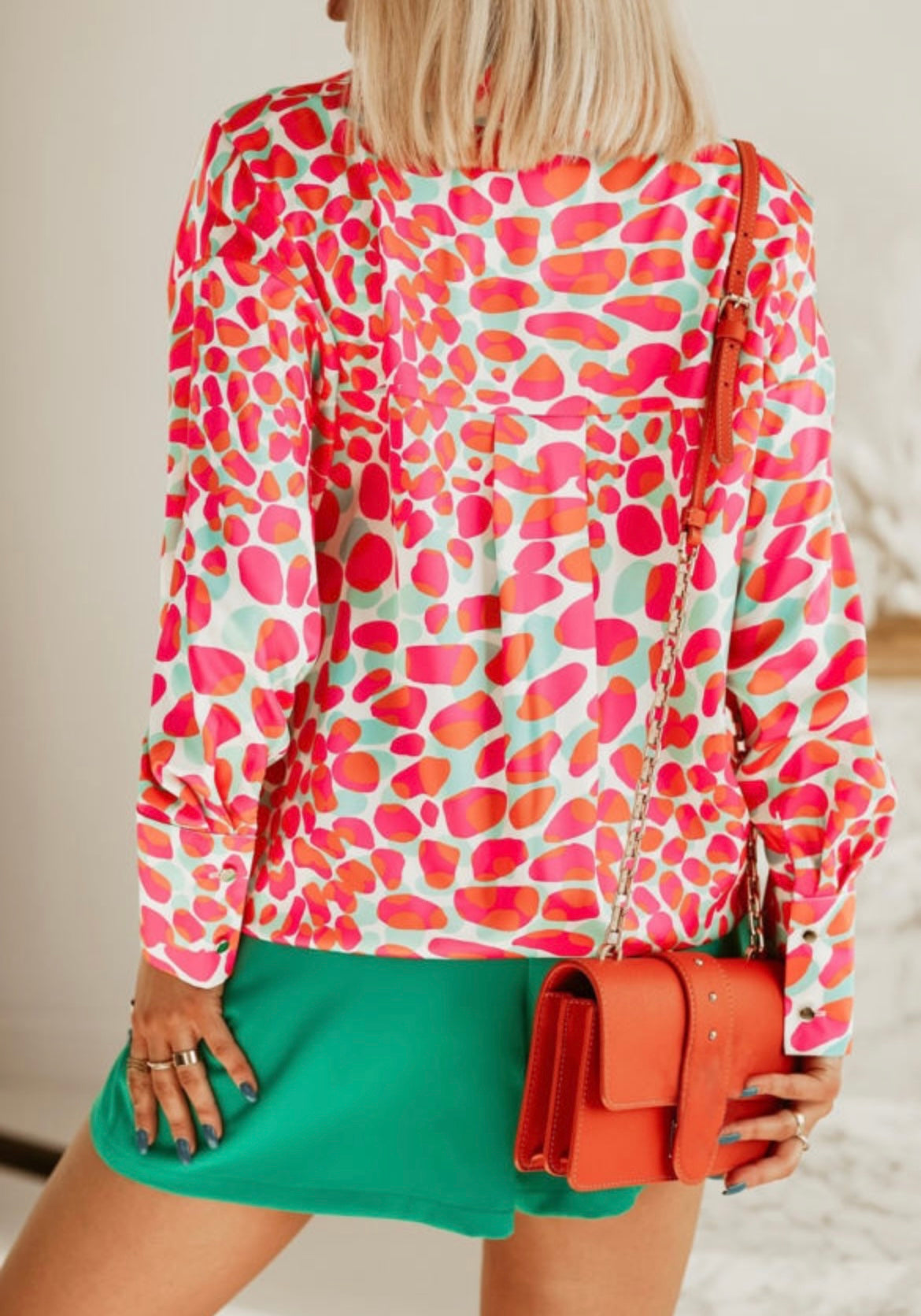 Abstract long sleeve blouse