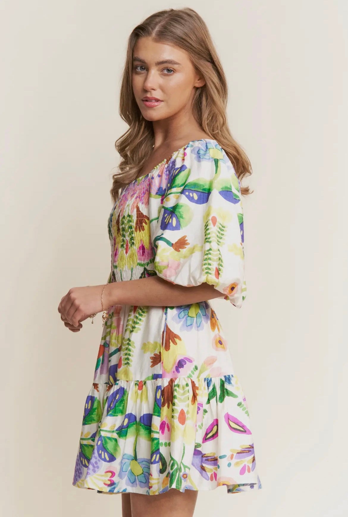 Quarter sleeve floral dress