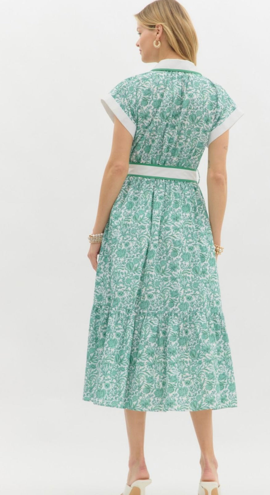 Floral midi dress with tie