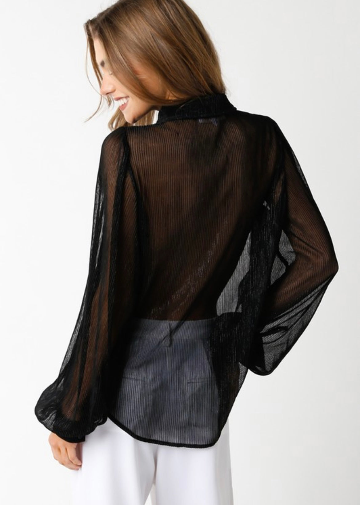 Sheer black blouse