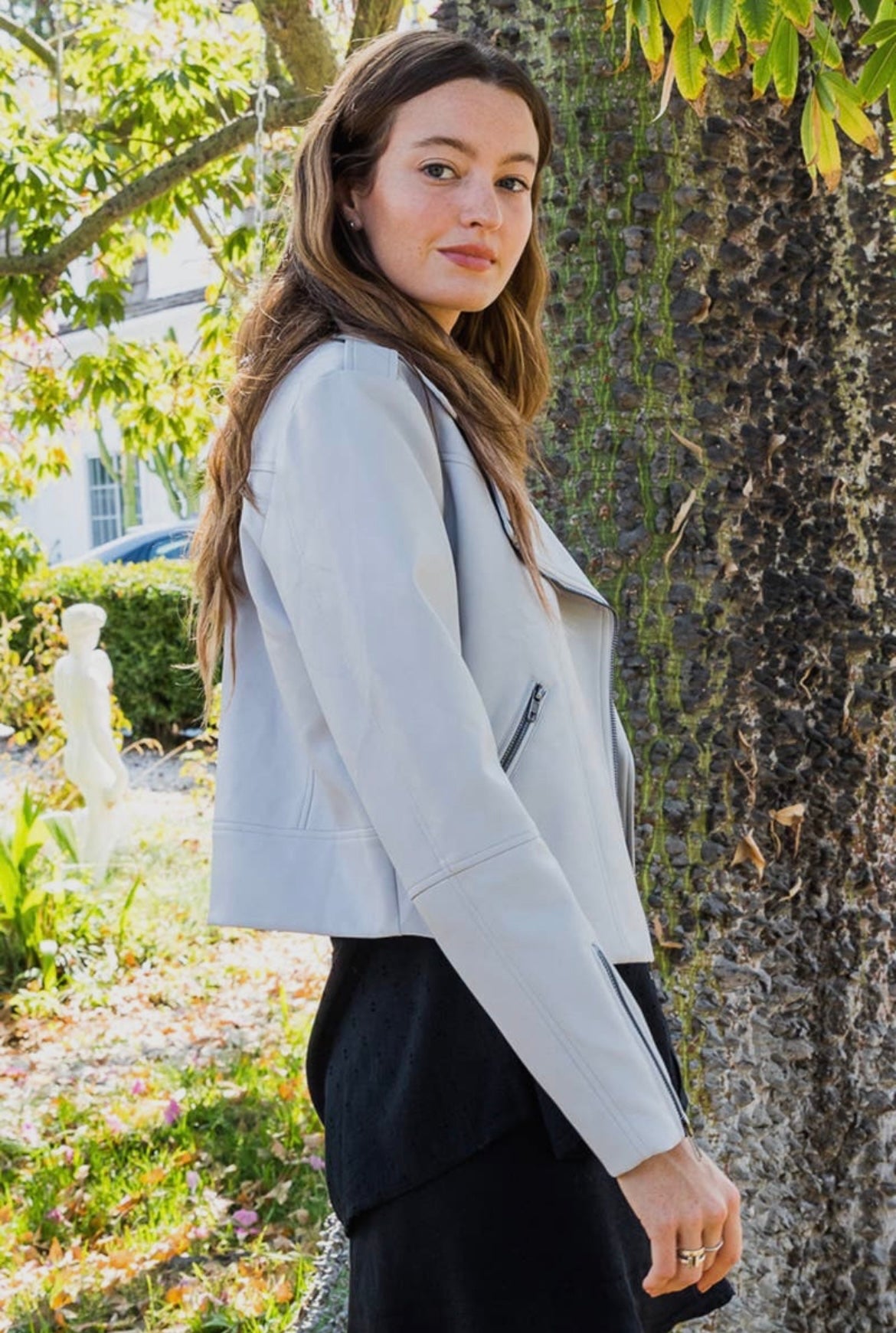 Faux leather moto jacket