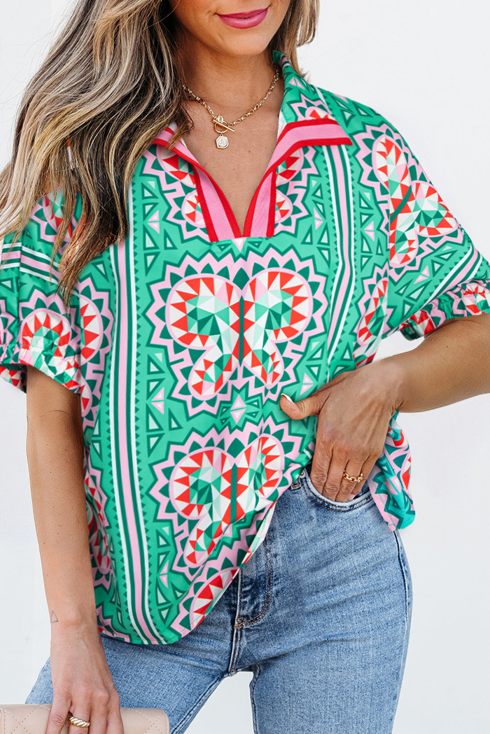 Sea Green Boho Blouse