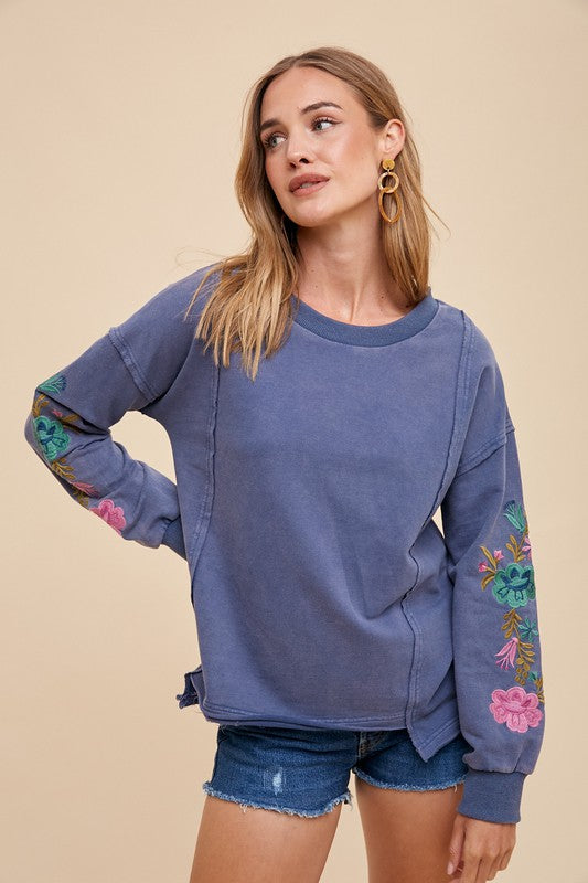 Embroidered Long Sleeve Top