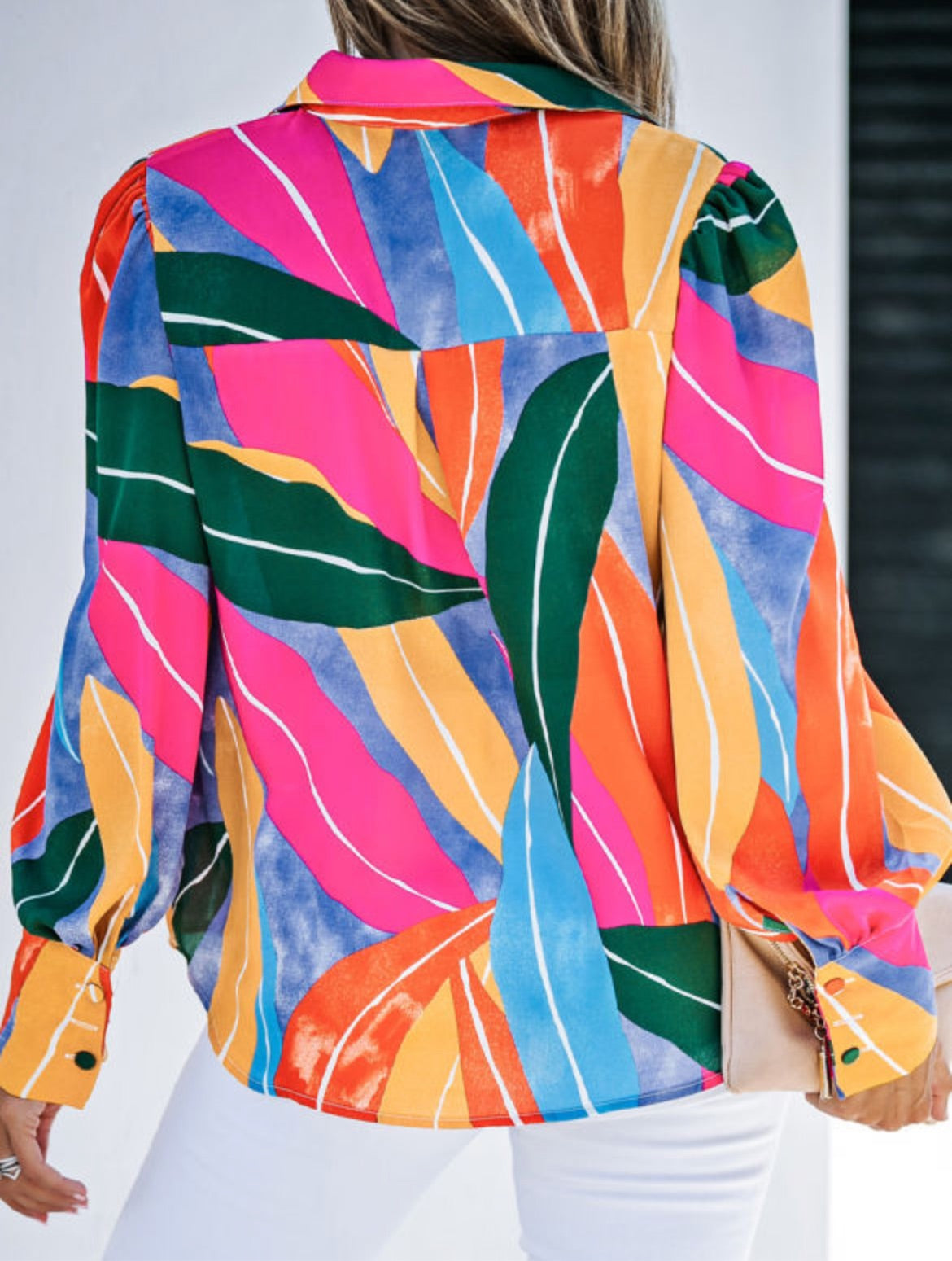 Colorful button up blouse