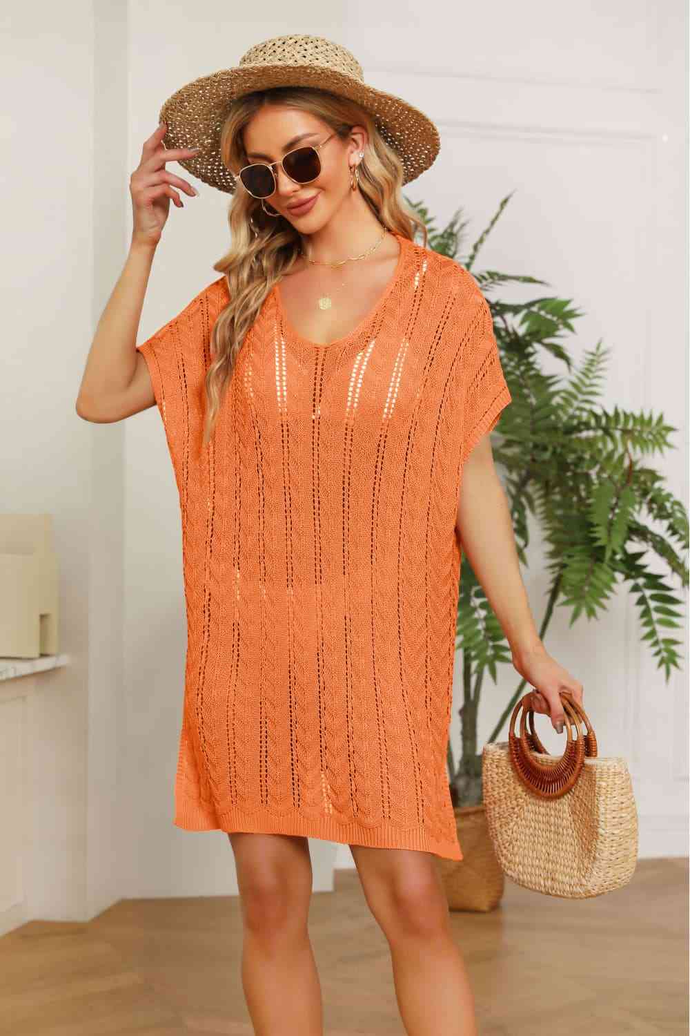 openwork knit dress Openwork knit mini dress