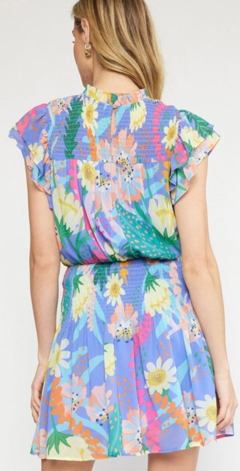 Floral mock neck dress