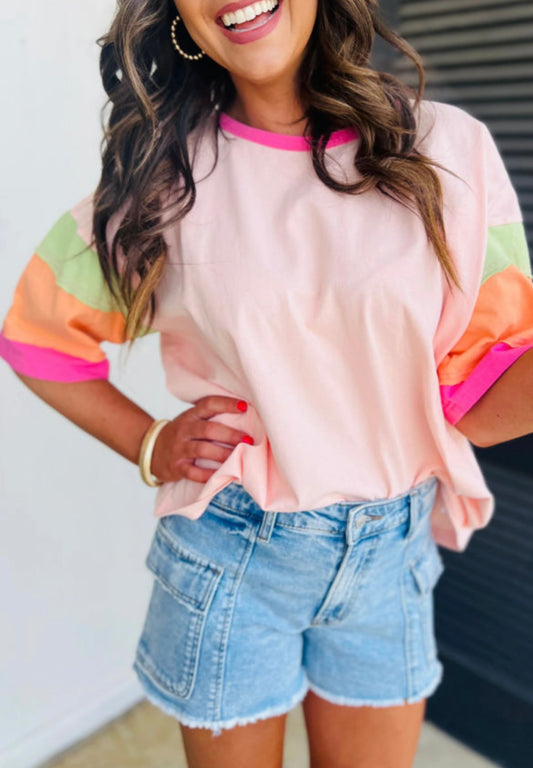 Oversized color block tee