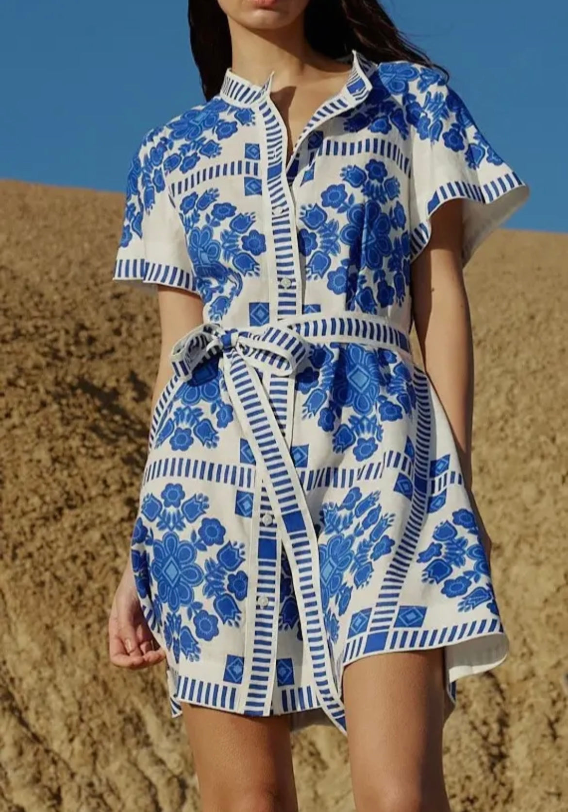 Belted geometric dress
