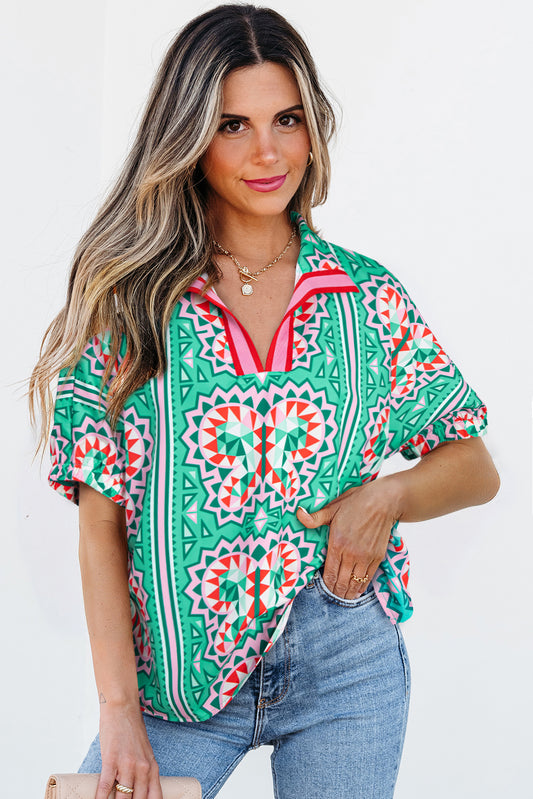 Sea Green Boho Blouse