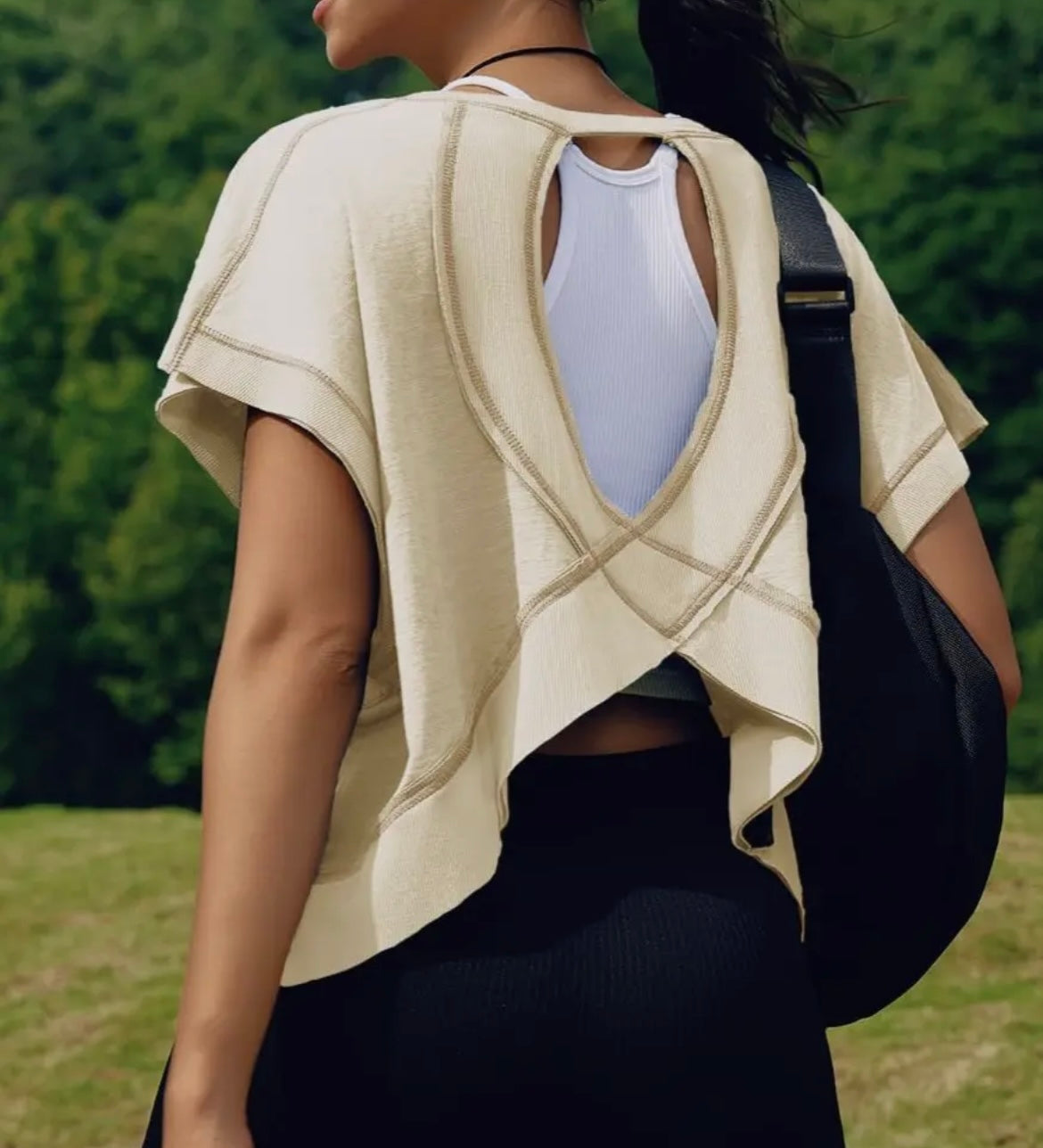 Cutout back work out tee