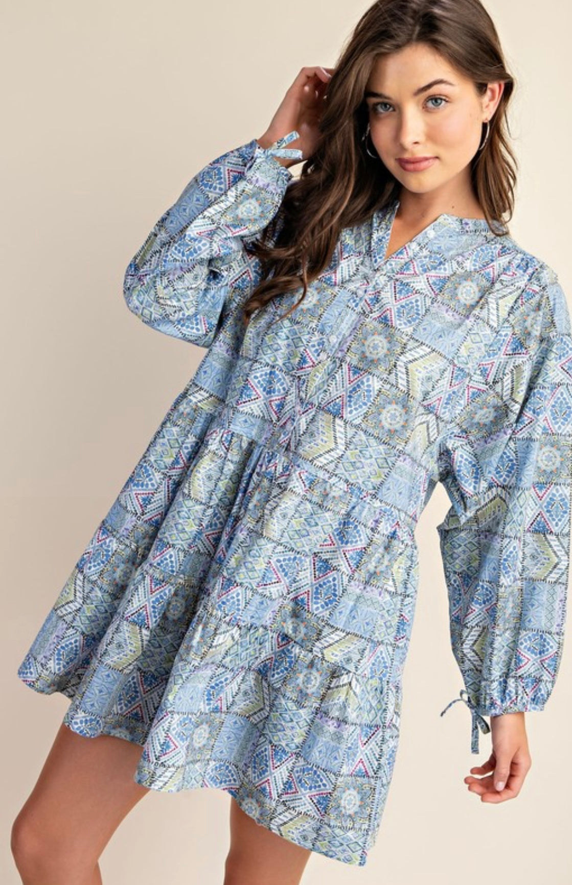 Long sleeve pattern dress