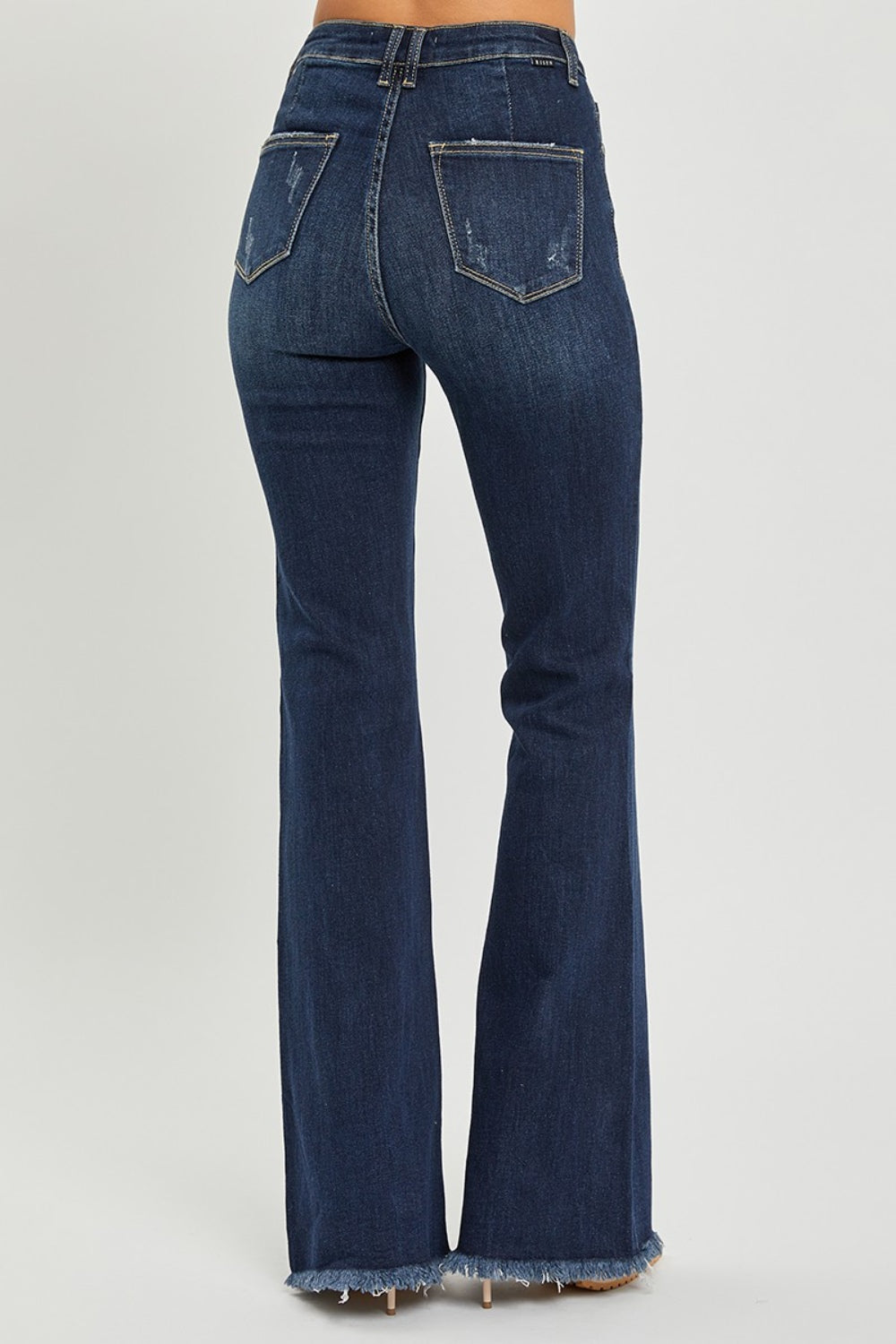 High Waist Raw Hem Flare Jeans