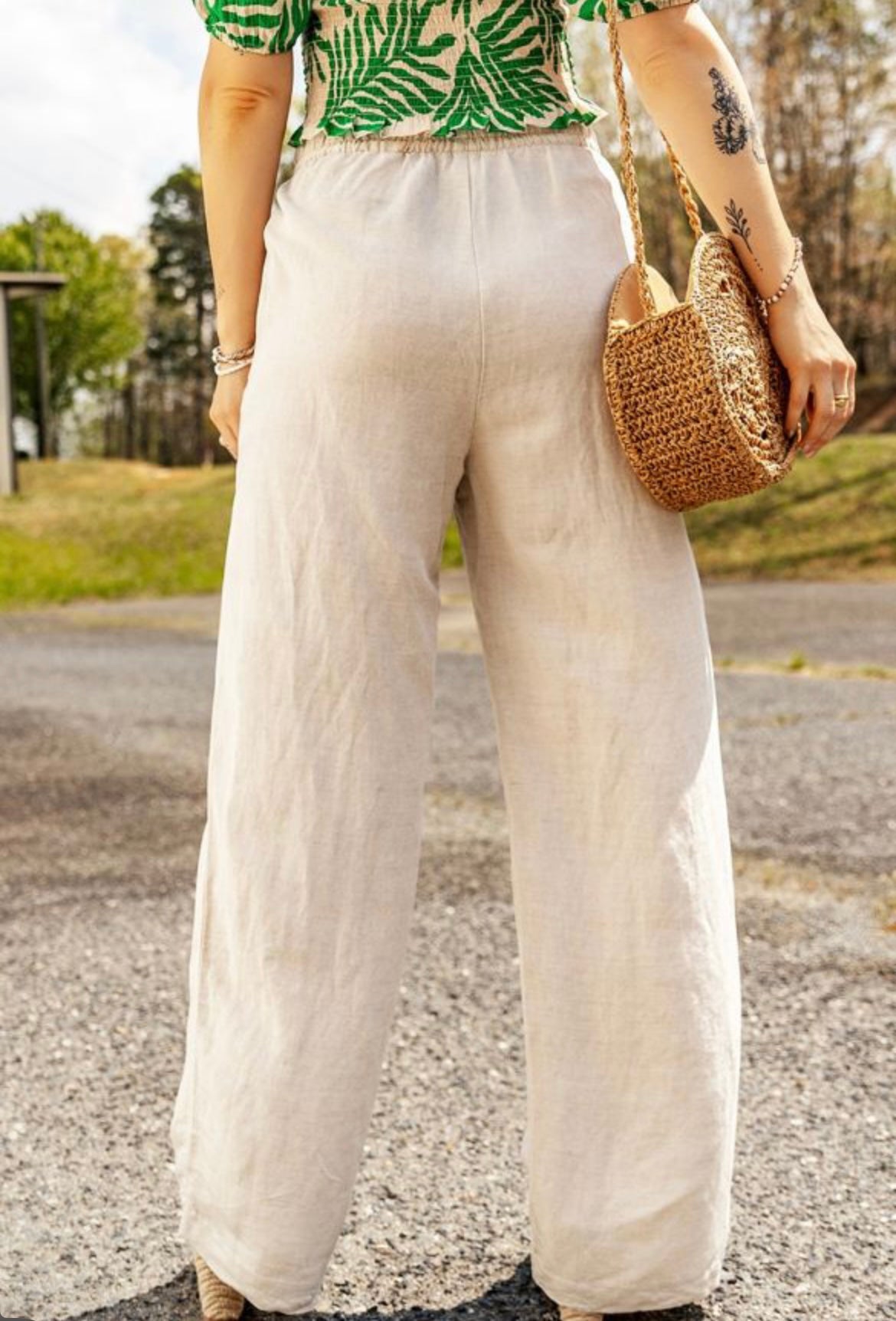 Linen drawstring pants