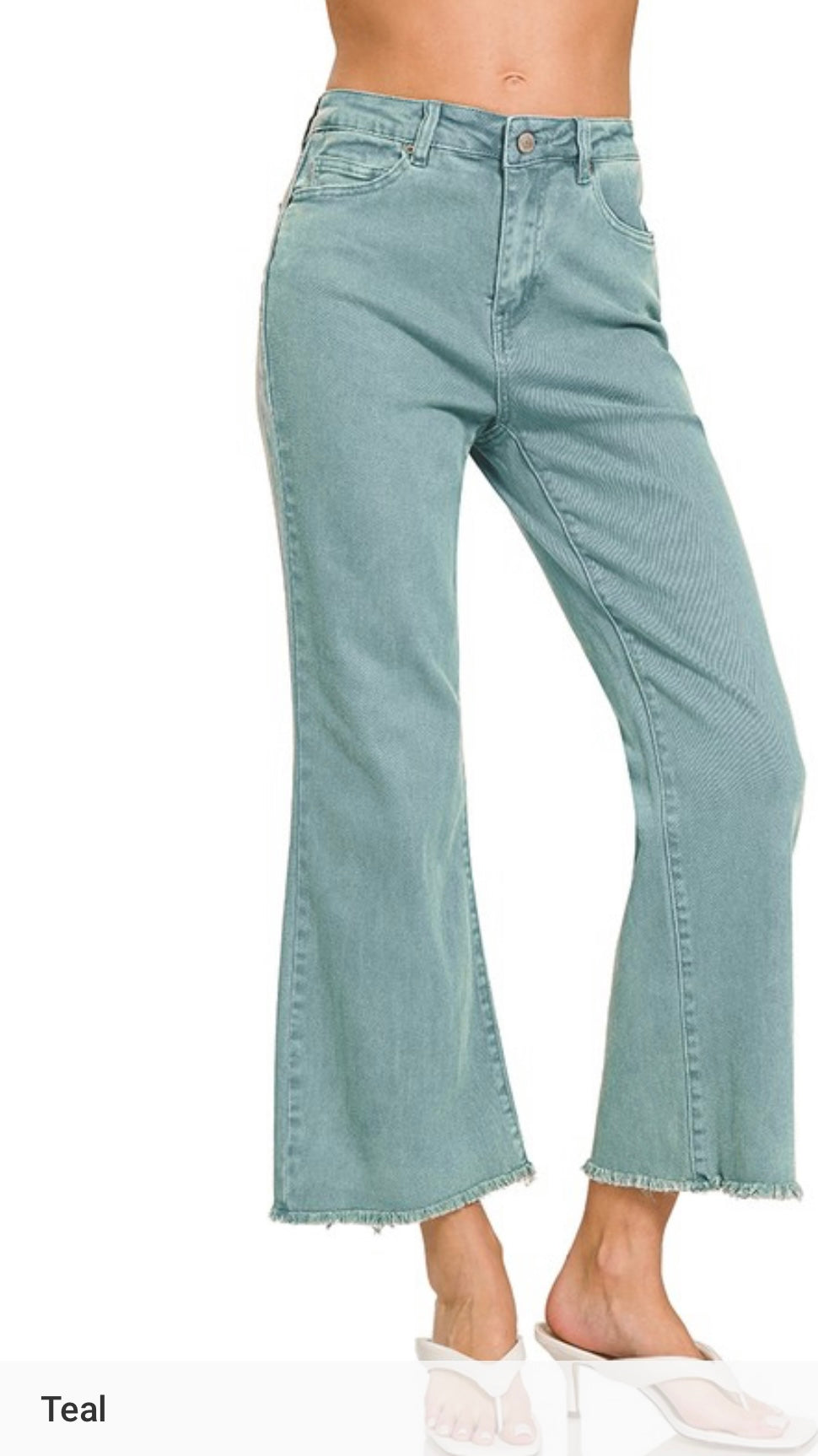 Zenana acid wash frayed cropped jeans