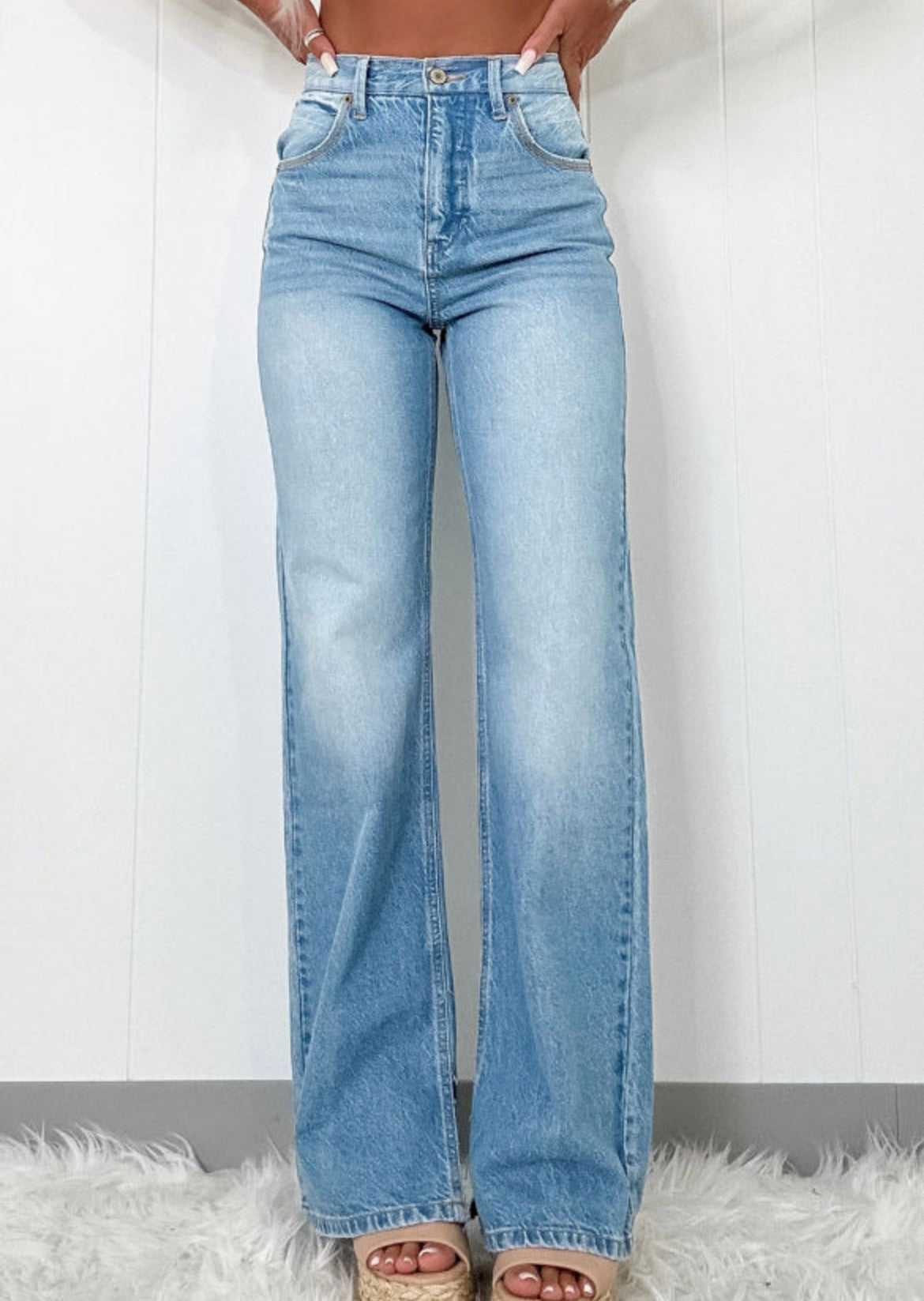 High rise side slit jeans