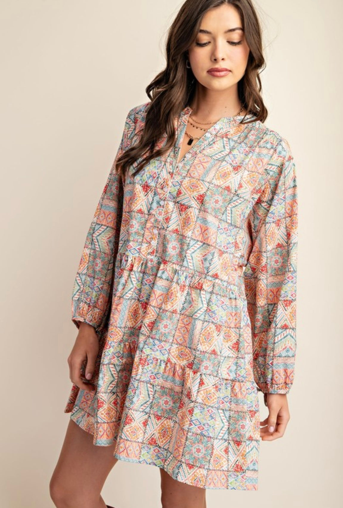 Long sleeve pattern dress