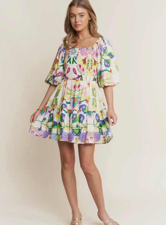 Quarter sleeve floral dress