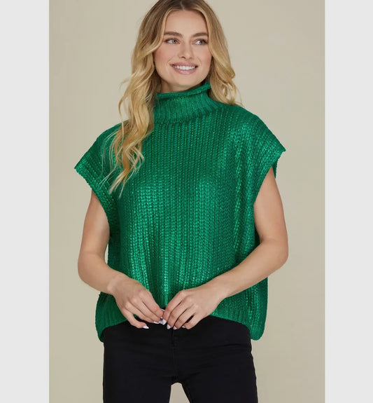 Green metallic sweater