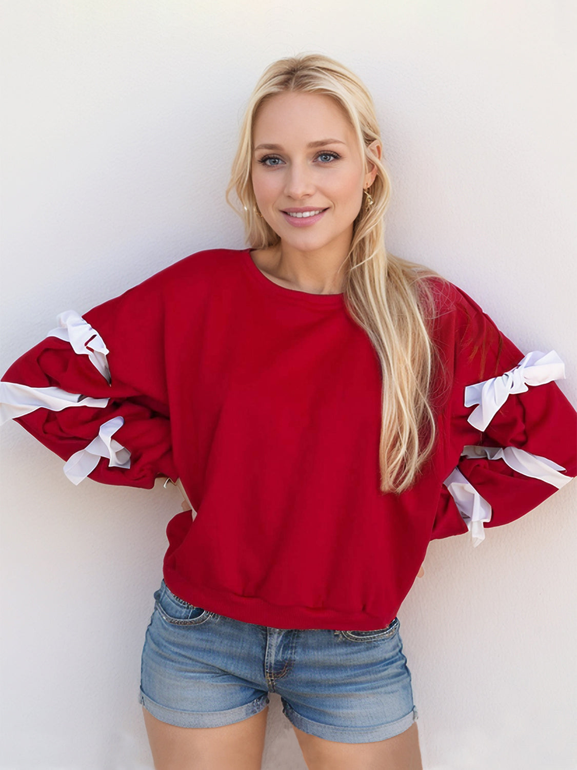 Contrast Bow Sweatshirt