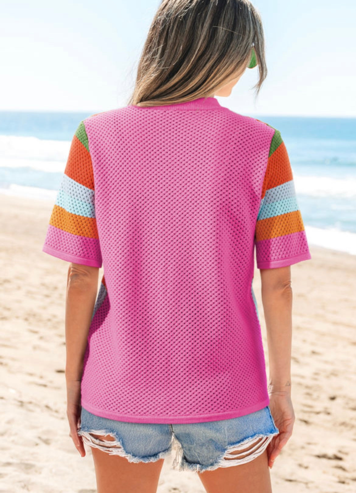 Colorful eyelet top