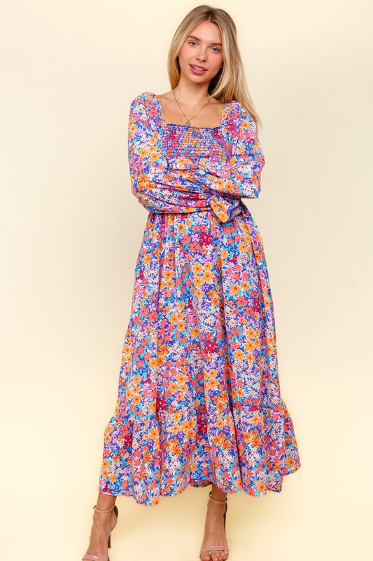 Floral Square Neck Dress