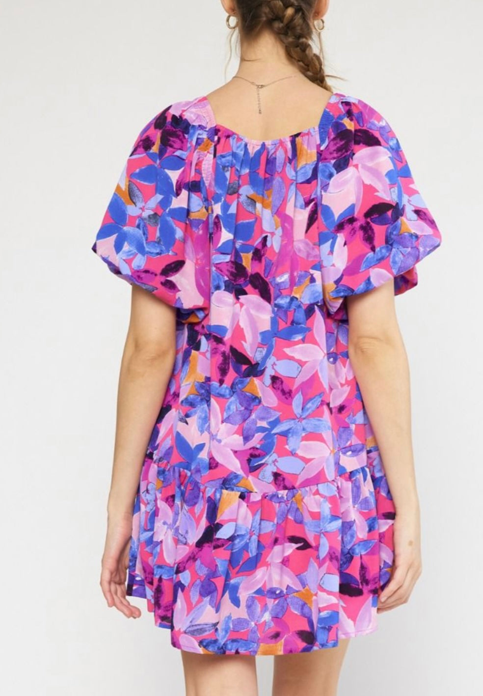 Floral square neckline dress