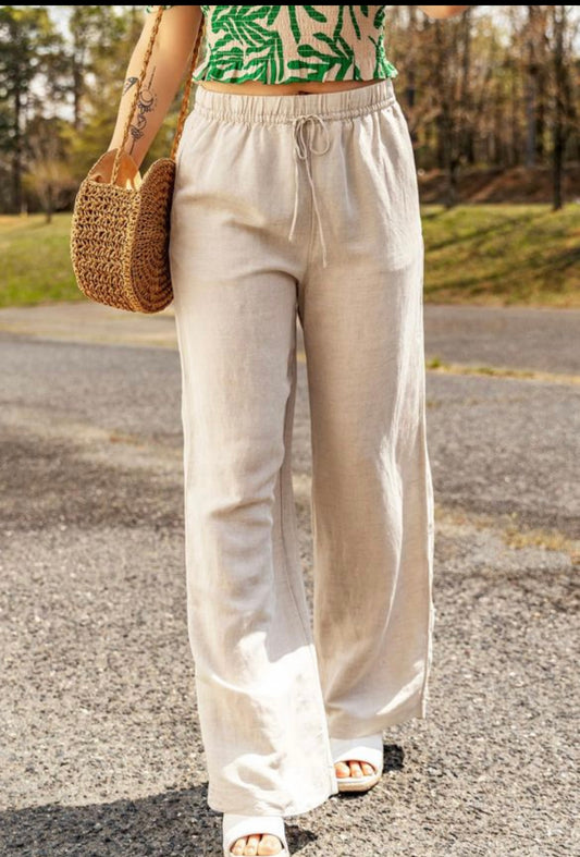 Linen drawstring pants