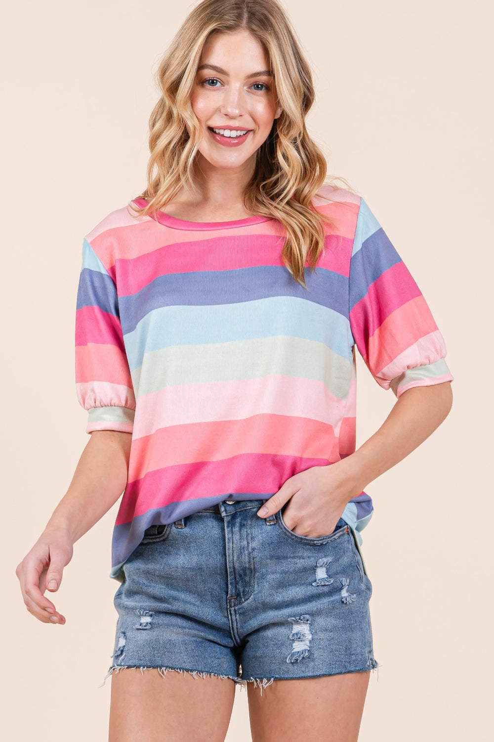 Striped Round Neck T-Shirt