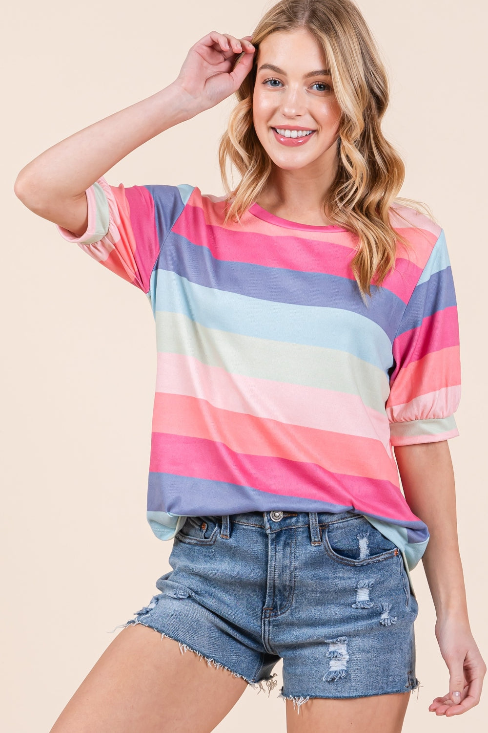 Striped Round Neck T-Shirt