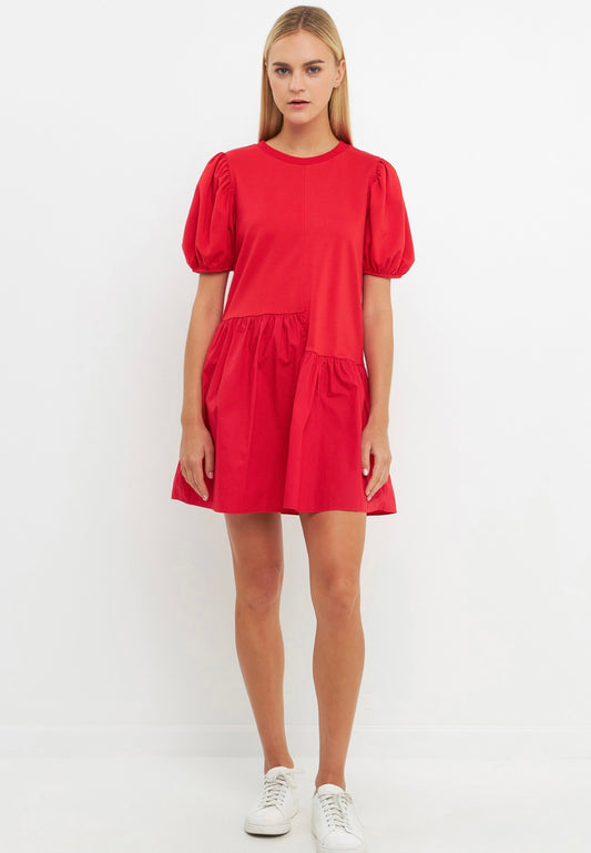 Red woven knit dress