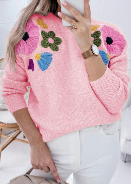 Floral embroidered sweater