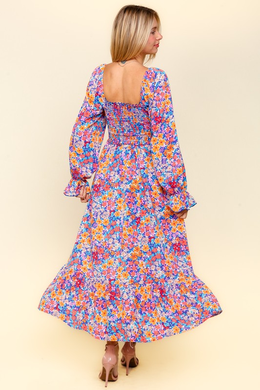 Floral Square Neck Dress