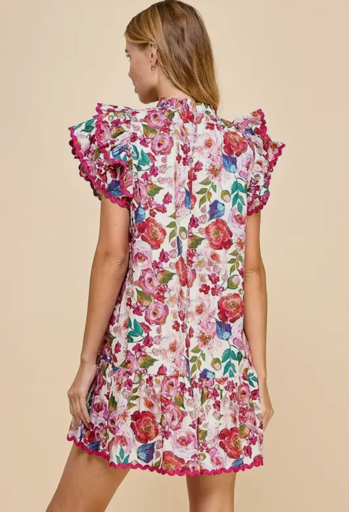 Floral sleeve detail dress