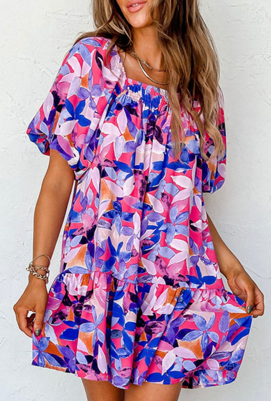 Puff sleeve floral dress