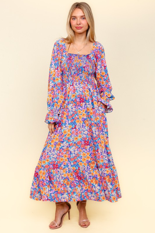 Floral Square Neck Dress