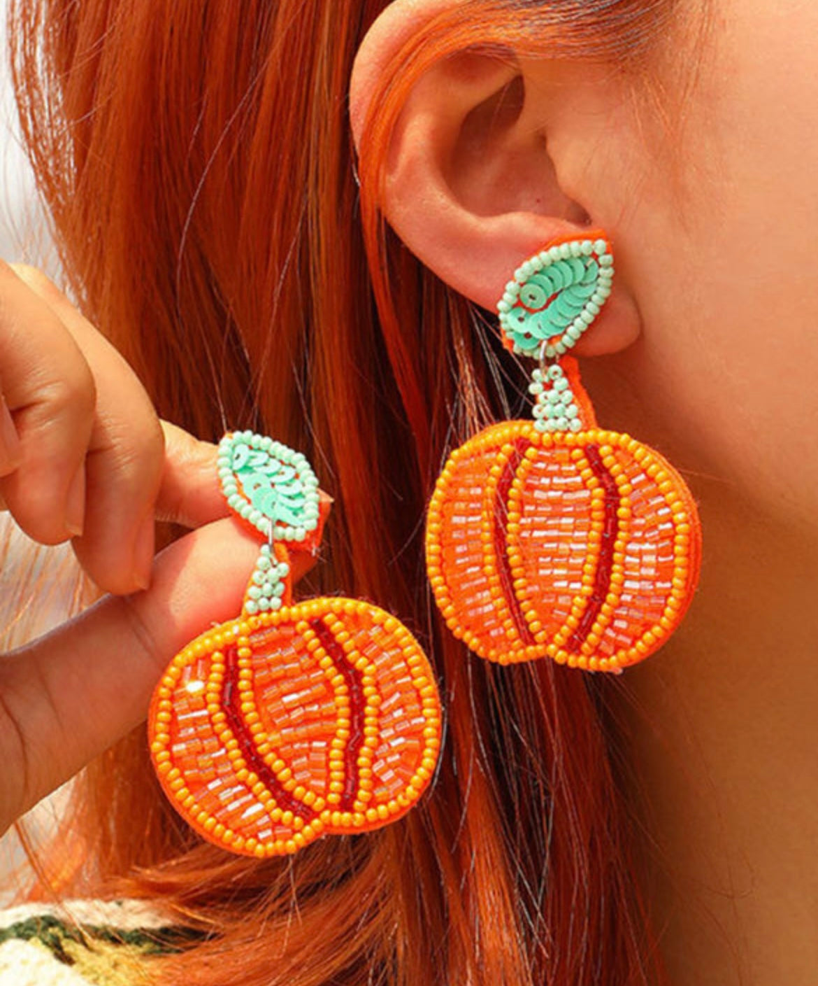 Pumpkin beaded earrings