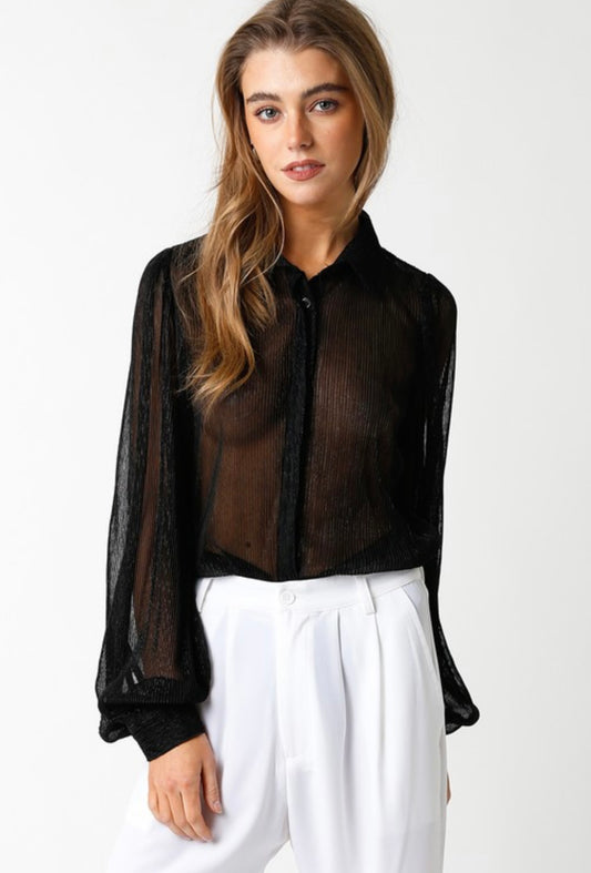 Sheer black blouse