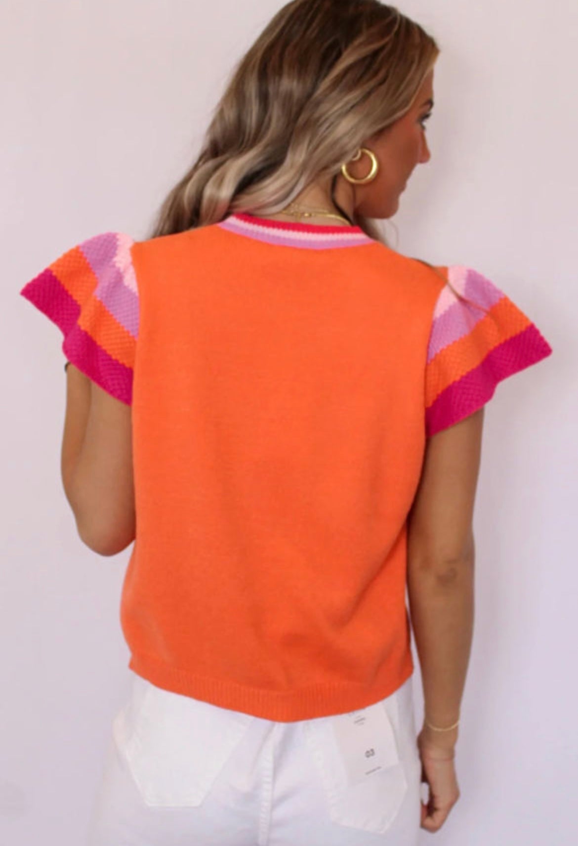 Flutter colorblock sleeve sweater top