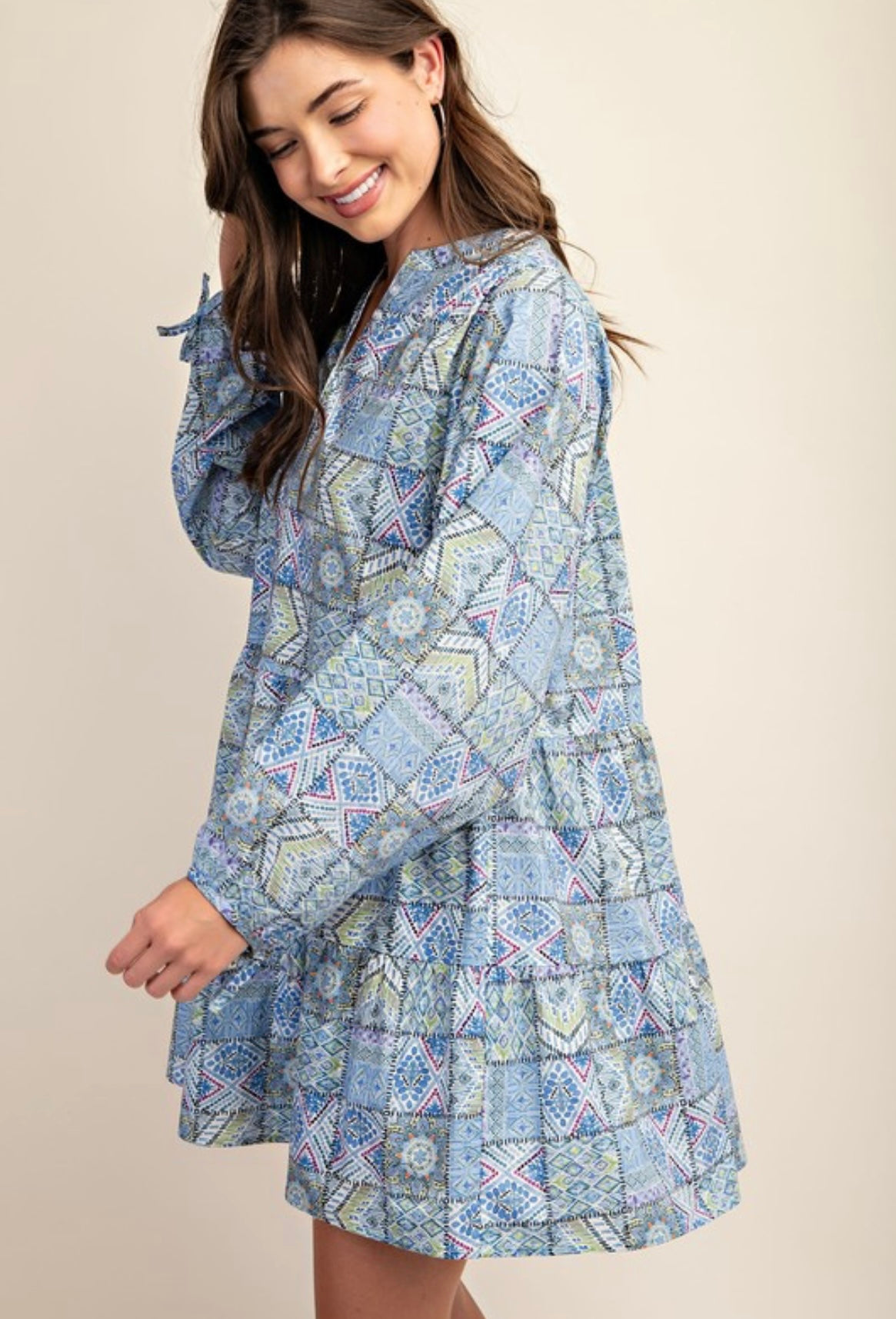 Long sleeve pattern dress