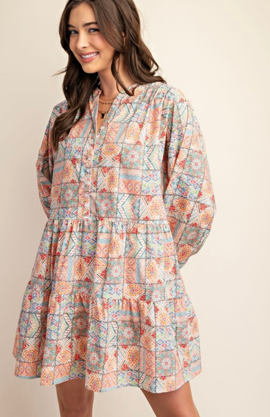 Long sleeve pattern dress