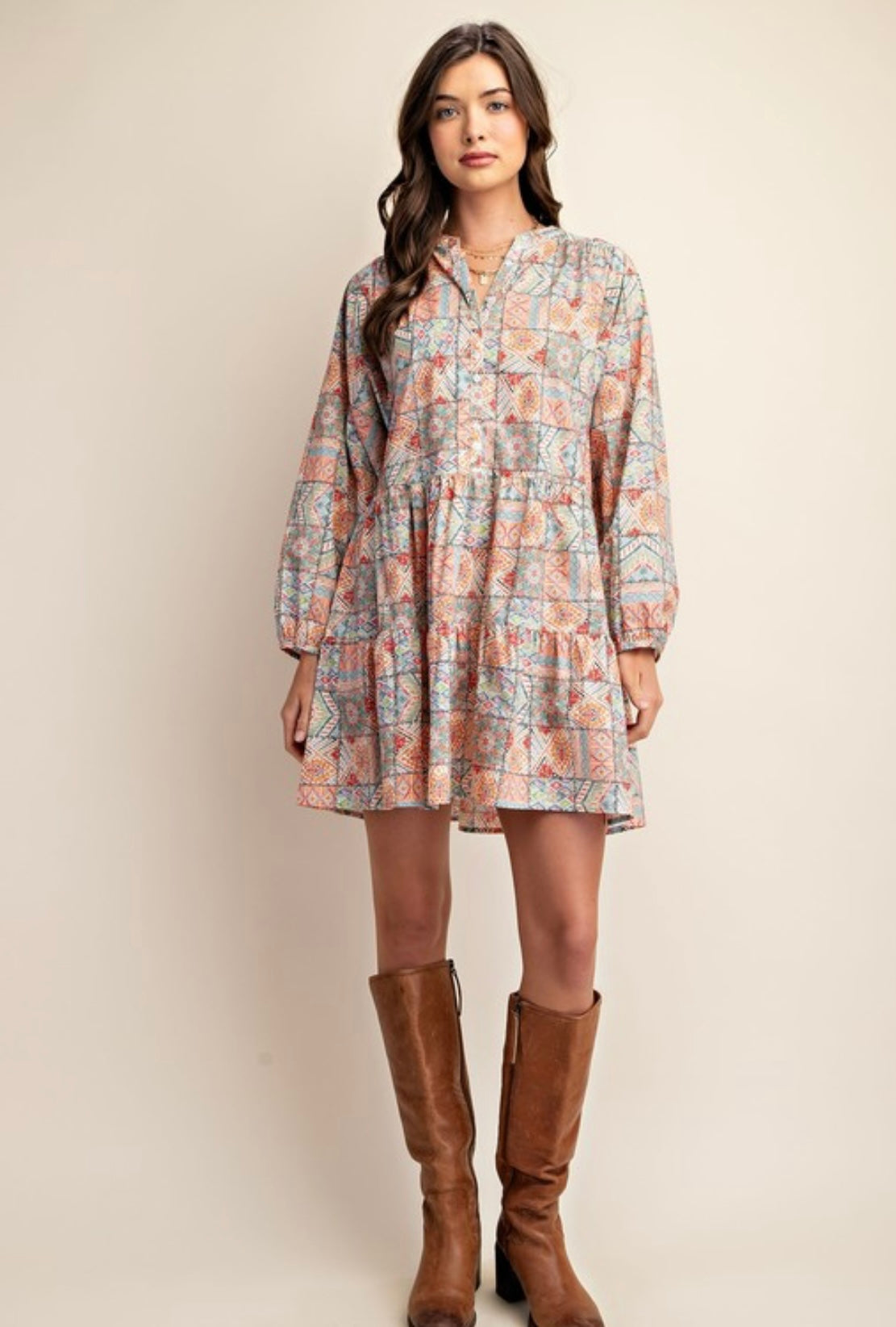 Long sleeve pattern dress