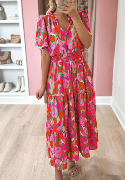 Rosy maxi dress