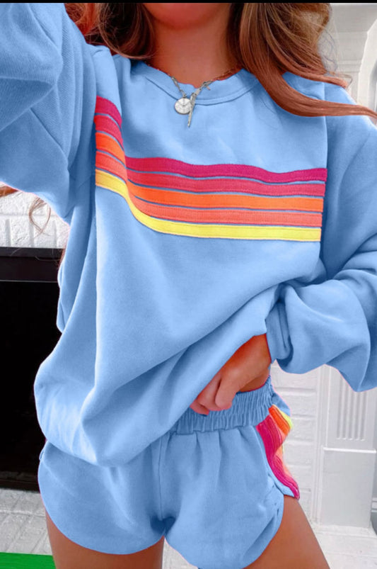 Blue contrast sweatshirt set