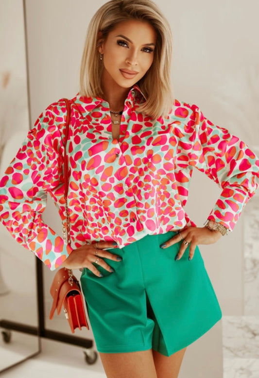 Abstract long sleeve blouse