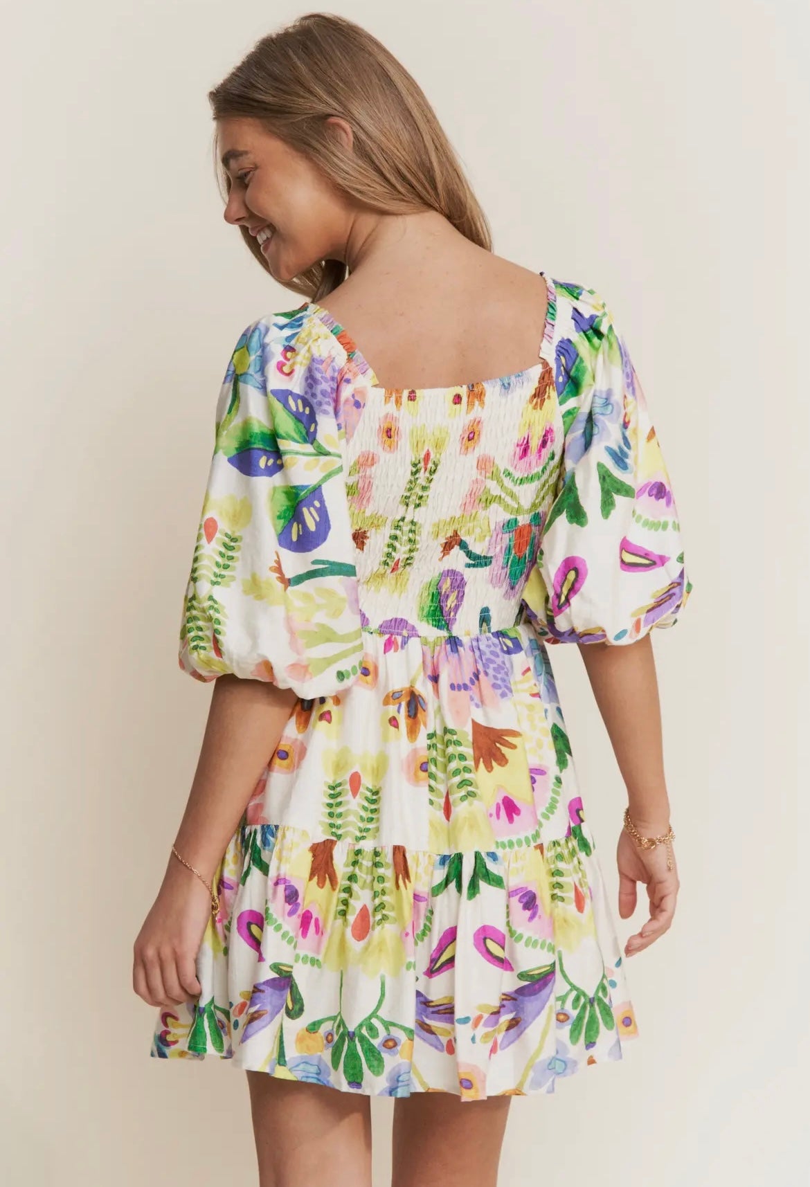 Quarter sleeve floral dress