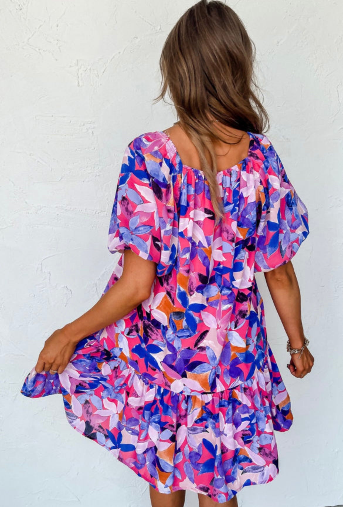 Puff sleeve floral dress