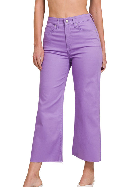 Flare cropped purple denim