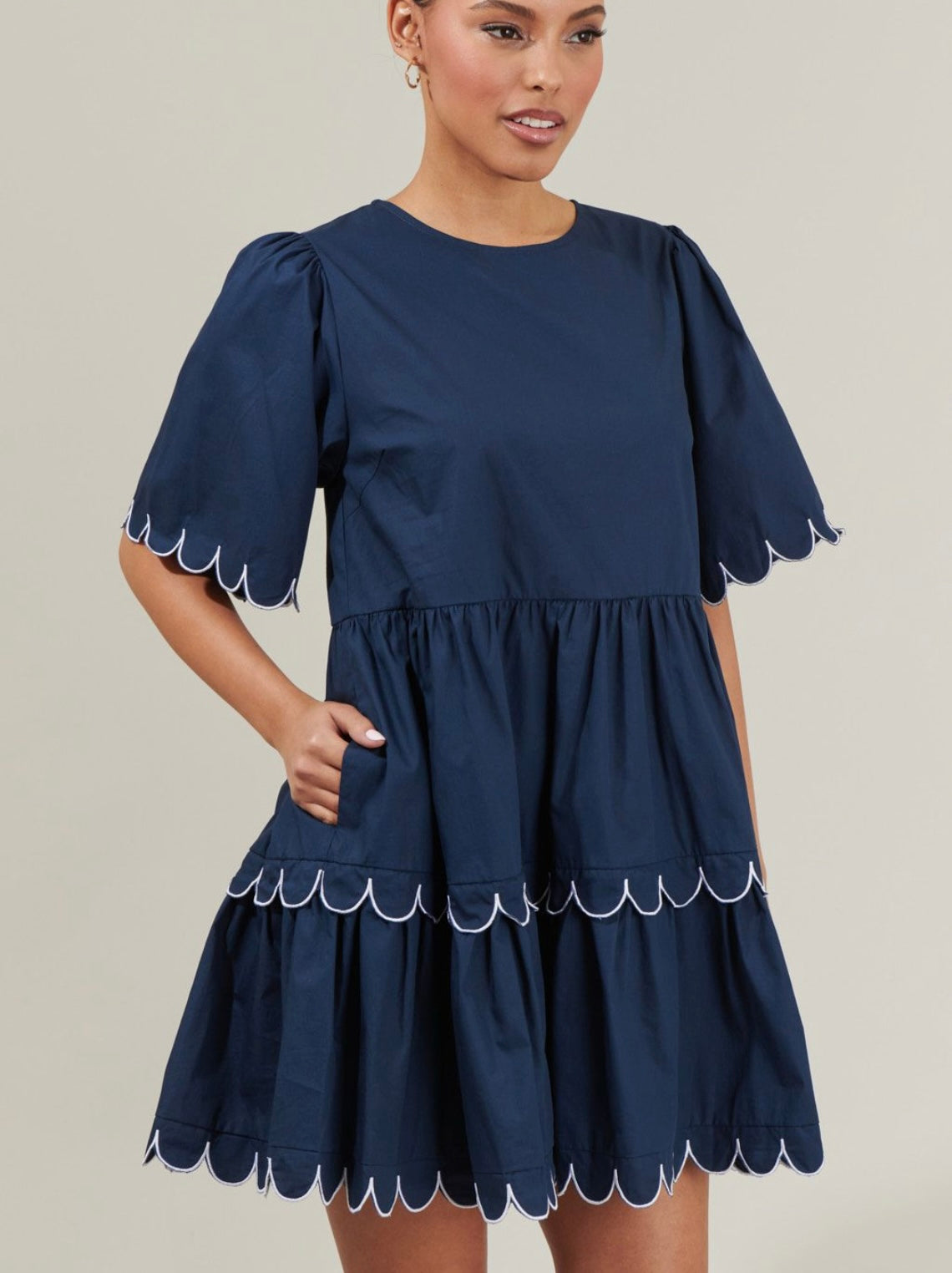 Navy scalloped dress