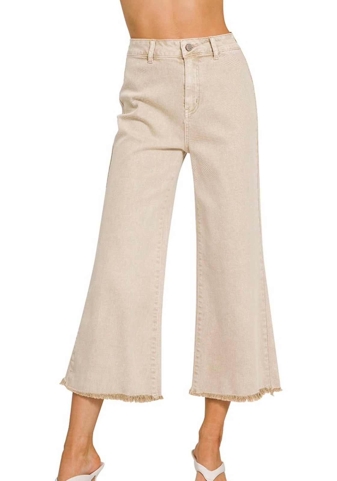 Frayed hem straight pants